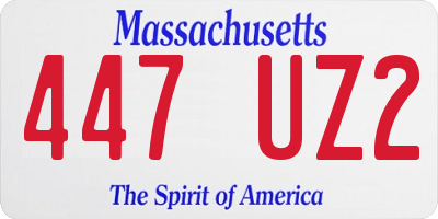 MA license plate 447UZ2