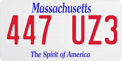MA license plate 447UZ3