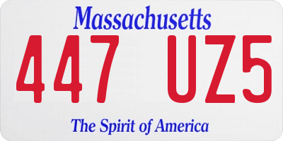 MA license plate 447UZ5