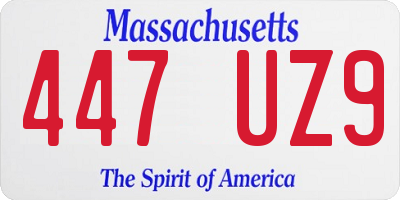 MA license plate 447UZ9