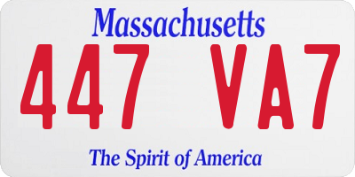 MA license plate 447VA7