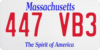 MA license plate 447VB3