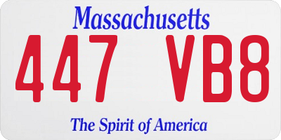 MA license plate 447VB8