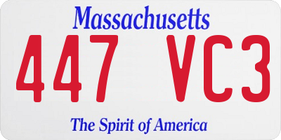 MA license plate 447VC3