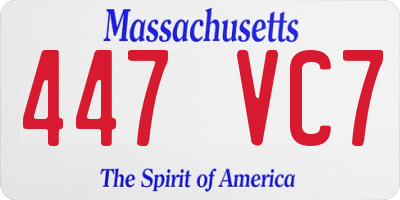 MA license plate 447VC7