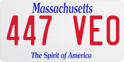 MA license plate 447VE0