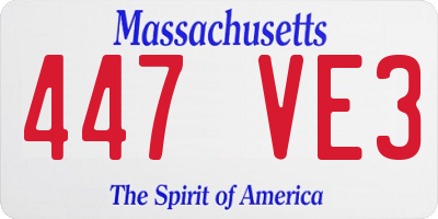 MA license plate 447VE3