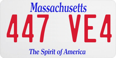 MA license plate 447VE4
