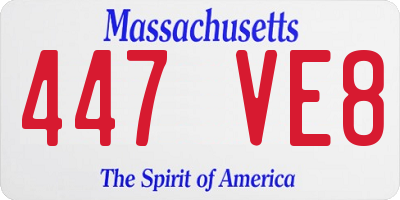 MA license plate 447VE8