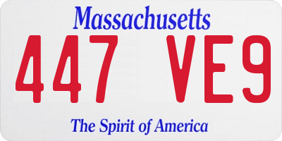 MA license plate 447VE9