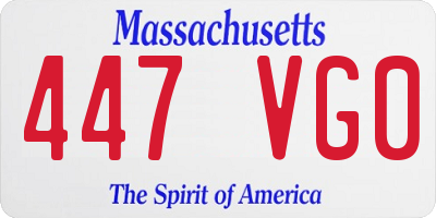 MA license plate 447VG0