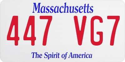MA license plate 447VG7