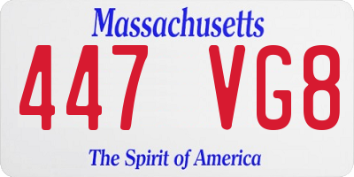 MA license plate 447VG8
