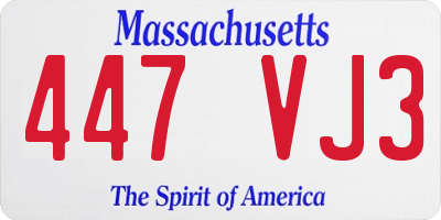 MA license plate 447VJ3