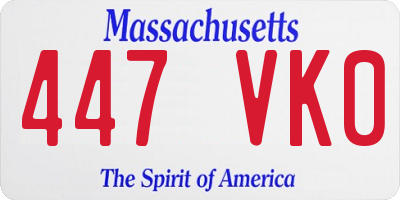MA license plate 447VK0
