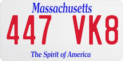 MA license plate 447VK8