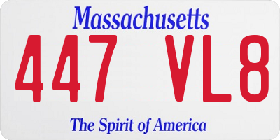 MA license plate 447VL8