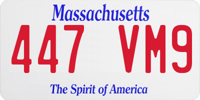 MA license plate 447VM9