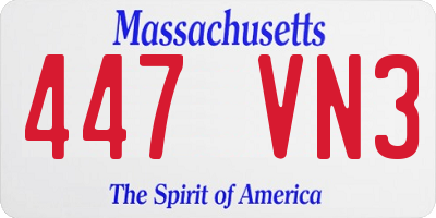 MA license plate 447VN3