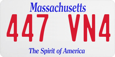 MA license plate 447VN4