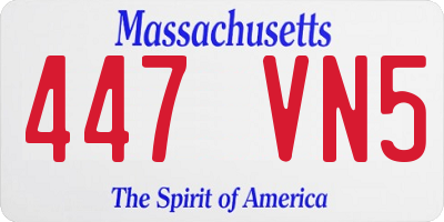 MA license plate 447VN5