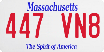 MA license plate 447VN8
