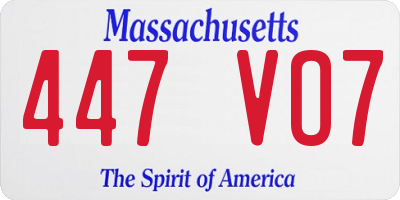 MA license plate 447VO7