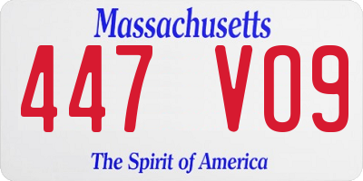 MA license plate 447VO9