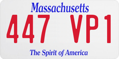 MA license plate 447VP1