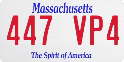 MA license plate 447VP4