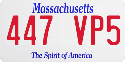 MA license plate 447VP5