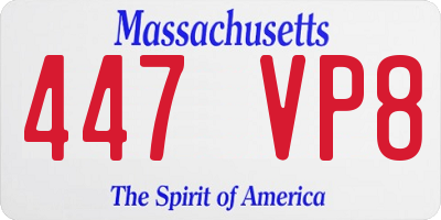 MA license plate 447VP8