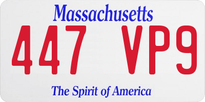 MA license plate 447VP9