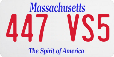 MA license plate 447VS5