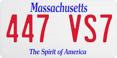 MA license plate 447VS7
