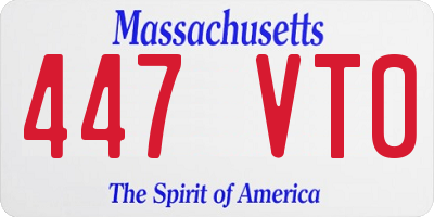 MA license plate 447VT0