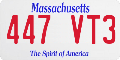 MA license plate 447VT3