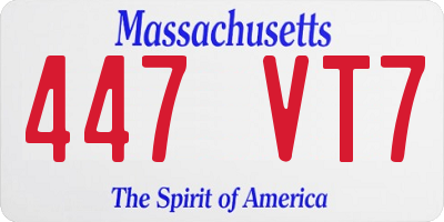 MA license plate 447VT7