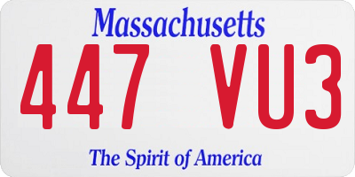 MA license plate 447VU3