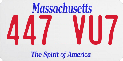 MA license plate 447VU7