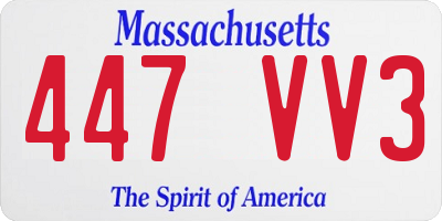 MA license plate 447VV3