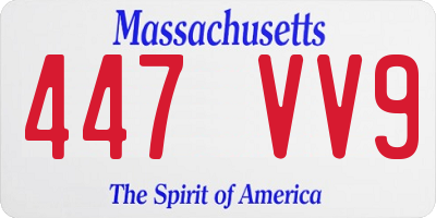 MA license plate 447VV9