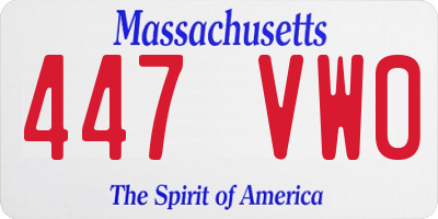 MA license plate 447VW0