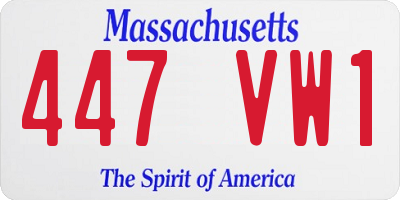 MA license plate 447VW1