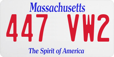 MA license plate 447VW2
