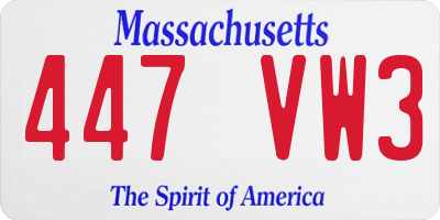 MA license plate 447VW3