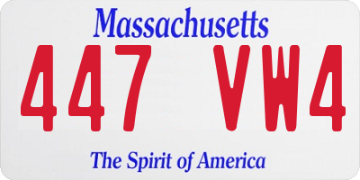 MA license plate 447VW4