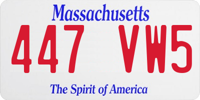 MA license plate 447VW5