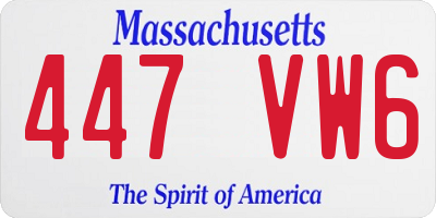 MA license plate 447VW6
