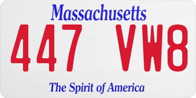 MA license plate 447VW8